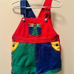 Eclipse Red and Blue Overalls with Bold Color Blocks VINTAGE